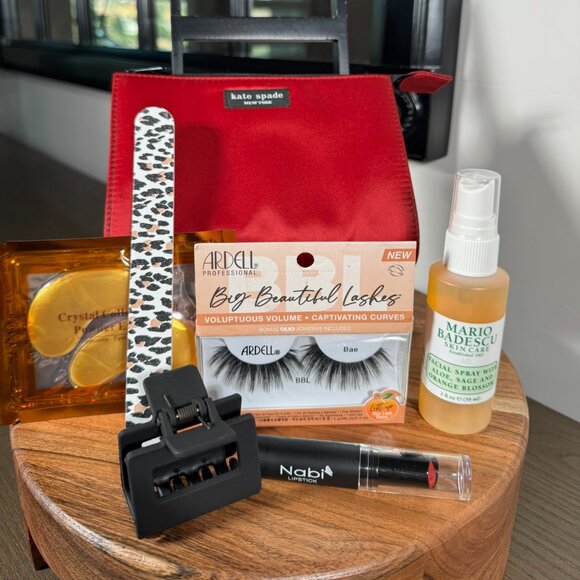 kate spade Handbags - Kate Spade New York Red Nylon Cosmetic Makeup Bag + Beauty Goodies Bundle